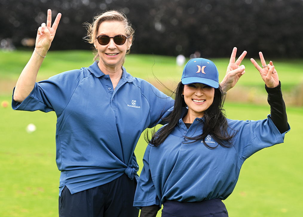 A photograph of two women out on the course.